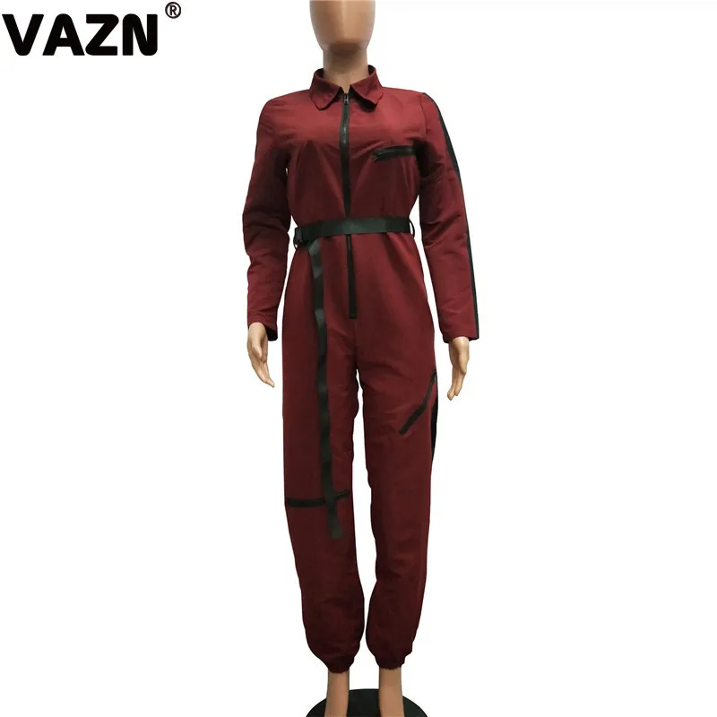 VAZN GTH13298 Топ дизайн Осень сексуальный женский длинный комбинезон 3 цвета на молнии с длинным рукавом однотонный комбинезон для женщин крутые комбинезоны