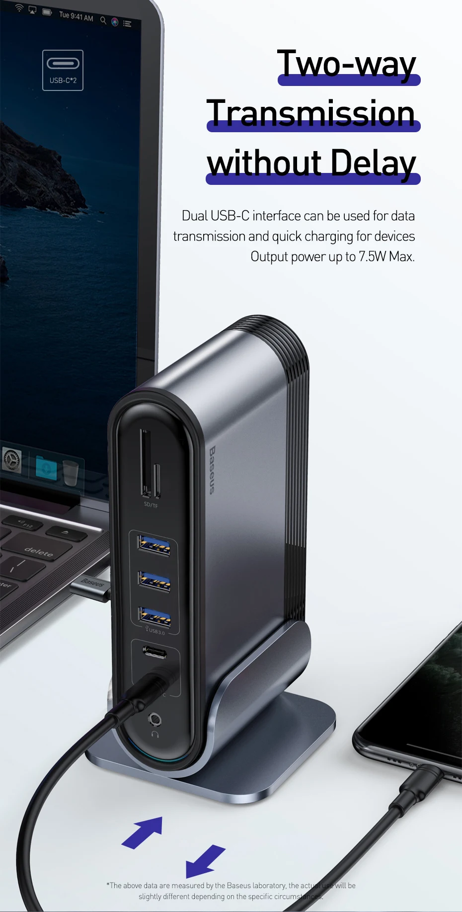 Baseus 17 в 1 USB C концентратор type C для мульти HDMI RJ45 VGA USB 3,0 2,0 с адаптером питания док-станция для MacBook Pro USB-C концентратор