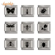 Hapiship ромашка милые насекомые Бабочка Шарм звенья подходит 9 мм браслет серебро Нержавеющая сталь ювелирные изделия DIY Изготовление DJ211