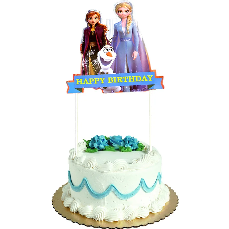 Cake flag 1lot Холодное сердце 2 Дисней Анна и Эльза день рождения, мероприятие, вечеринка украшения чашки тарелки скатерть Baby Shower Одноразовые столовые принадлежности - Цвет: Cake flag 1lot