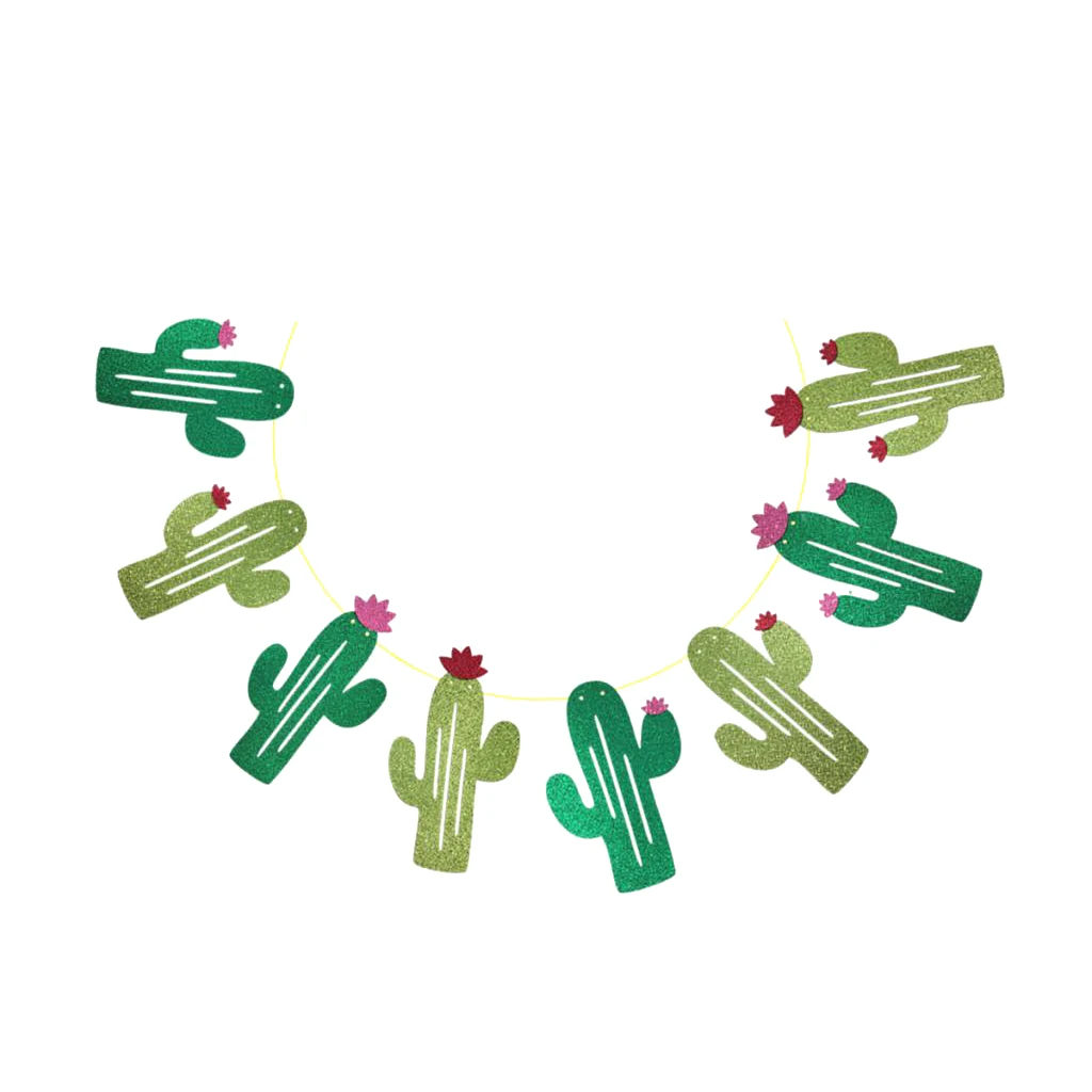 1 Set Mini Glitter Cactus Garland Banner Flag Bunting Garland Party Favors