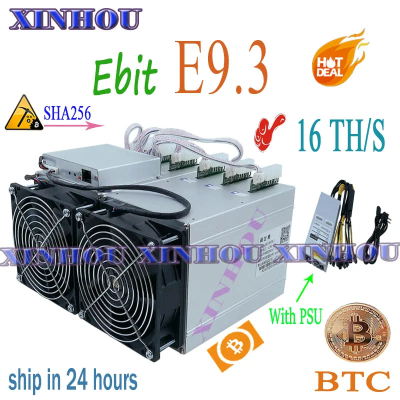 BTC BCH Miner Ebit E9.3 16TH/s SHA256 для биткойнов асик-Майнер с PSU лучше чем E9i antminer s9 S9K S9j WhatsMiner M3X