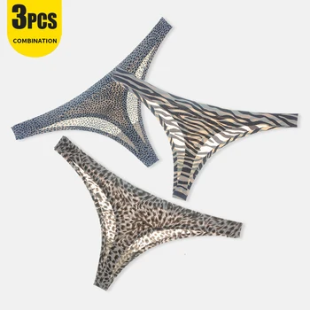 

Women G-strings & Thongs Tangas Ice Silk Sexy Underwear Leopard Panties Briefs Seamless Lingerie Intimates String Thong Summer