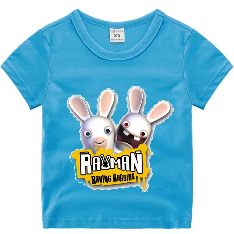 Хлопковая футболка для маленьких мальчиков и девочек с аниме «Raving Rabbids» детская Рождественская рубашка детская футболка для малышей с героями мультфильмов Роскошный топ