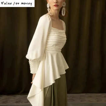 

Solid Up Lace V-Neck Womens Tops and Blouses Bustier Corset Sexy Top Shirts Blouses Hooks Bubble Sleeve Spring