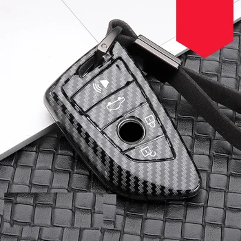 

Glossy Carbon fiber ABS Car Key Case Fob Cover For BMW X1 X5 X6 F15 F16 F48 BMW 1 / 2 3 Series Plating Remote Controller Key Bag