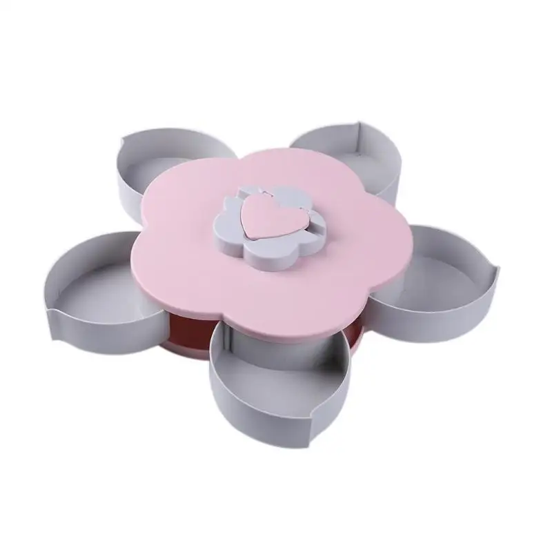 1 Layer Rotary 03 1/2 слоев, Современная вращающаяся коробка для закусок в форме лепестков, поднос для конфет, сухофруктов, разделительная коробка для хранения еды, чайный столик, свадебные фруктовые тарелки - Цвет: 1 Layer Rotary 03