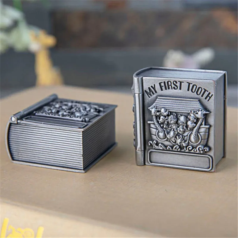 Figurines Ornaments Box A Pair of Zinc Alloy Deciduous Baby Hair Box to Keep Teeth Baby Hair Collection Box Children's Gift