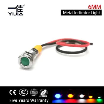 

Dia 6mm Waterproof Metal Indicator Light Pilot Panel Dash Signal Warning Lamp 12V 24V 220V red blue led