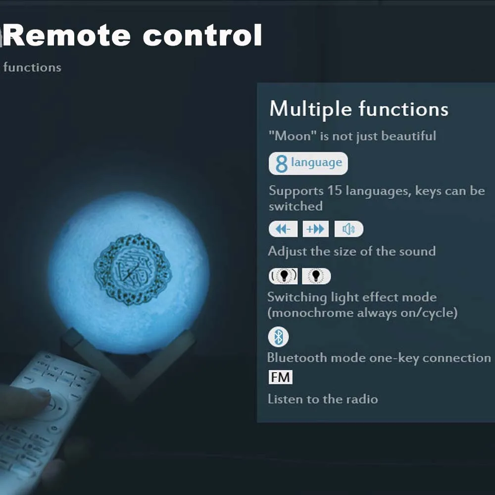 JINSERTA Беспроводной Bluetooth Динамик s Красочные дистанционного Управление маленькая луна светильник светодиодный ночной Светильник луна лампа Беспроводной Коран Динамик