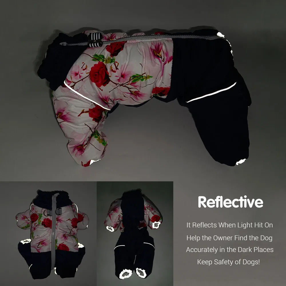 GirlBoy Dog Winter Snowsuit Waterproof Windproof Winter Jackets for Dogs Soft Thicken Fleece Lining Dog Clothes Overalls