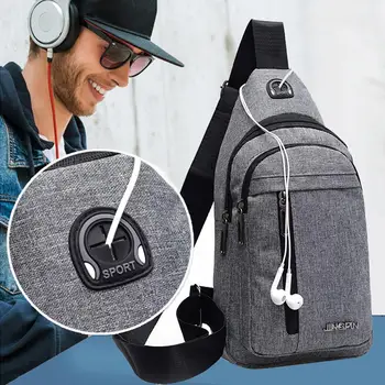 

Leisure Men Chest Pack Pouch Large Capacity Earphone Hole Zipper Shoulder Bag