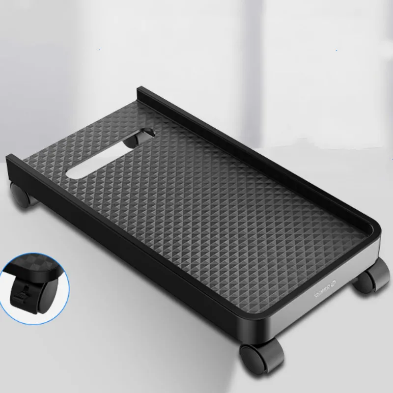 Desktop computer host bracket removable host box base tray chassis bezel pulley with brake lock wheel moving bracket LB10112