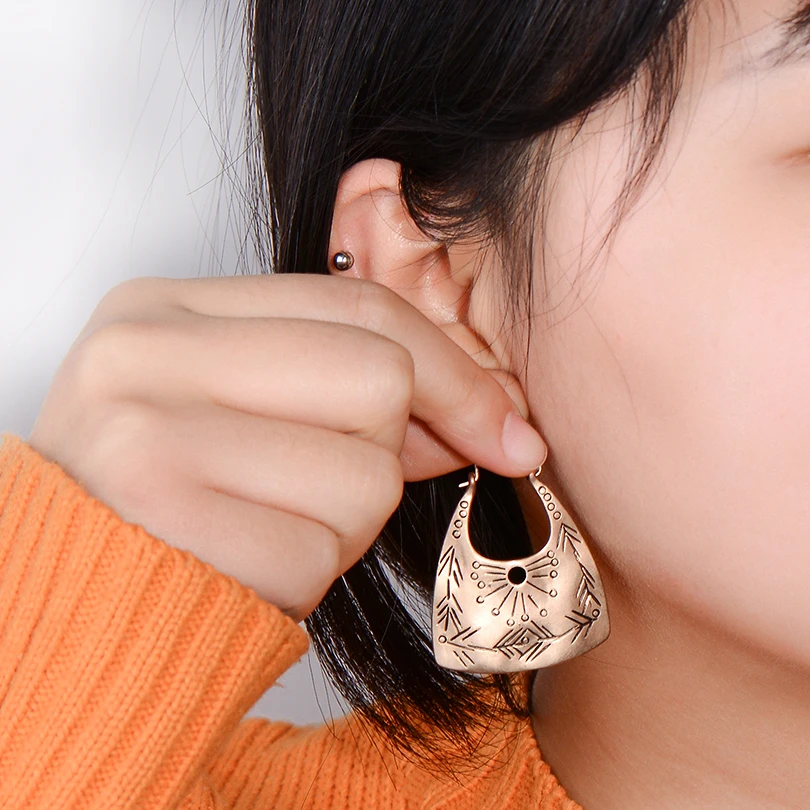 Punk Style Copper Round Long Earring For Women Accessories Chic Antique Gold Silver Arrow Design Fashion Statement Earring