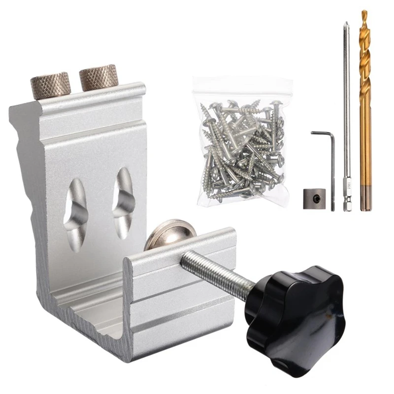 

Pocket Hole Puncher Jig Kit Angle Drill Guide Set For Wood Hole Saw Step Drill Bits Screwdriver Bit With Pocket Plugs Screws