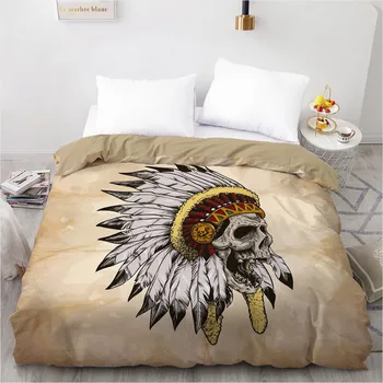 

3D Printed Custom Design Duvet Cover Quilt Comforter Blanket Case Covers Bedding Set Indian Skull 265*230 Home Textile