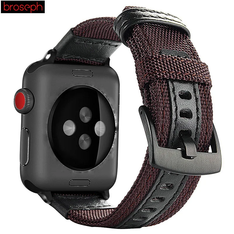 Brown Ремешок для часов Apple Watch 38 мм 42 мм 40 мм 44 мм армейский зеленый нейлоновый ремешок для часов iwatch серии 4 3 2 браслет на пояс - Цвет ремешка: Brown