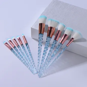 

10pcs Makeup Brushes Set Spiral Diamond Crystal Handle Unicorn Foundation Eyeshadow Beauty Women Glitter Make Up Brush Tools