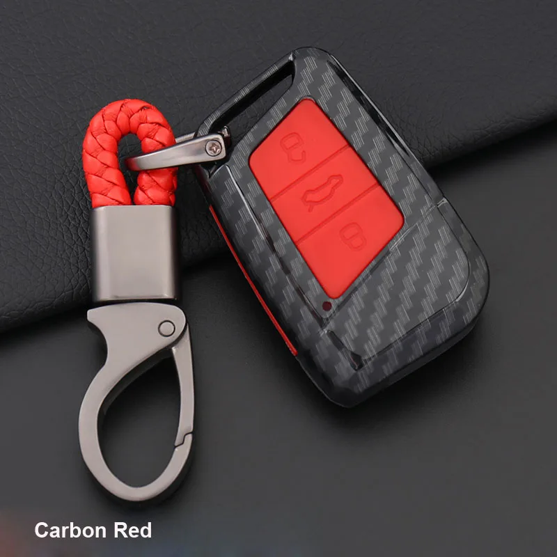 red 3B углеродное волокно силиконовый чехол для ключей для Volkswagen VW Magotan Passat B8 Skoda A7 Smart Key - Название цвета: red