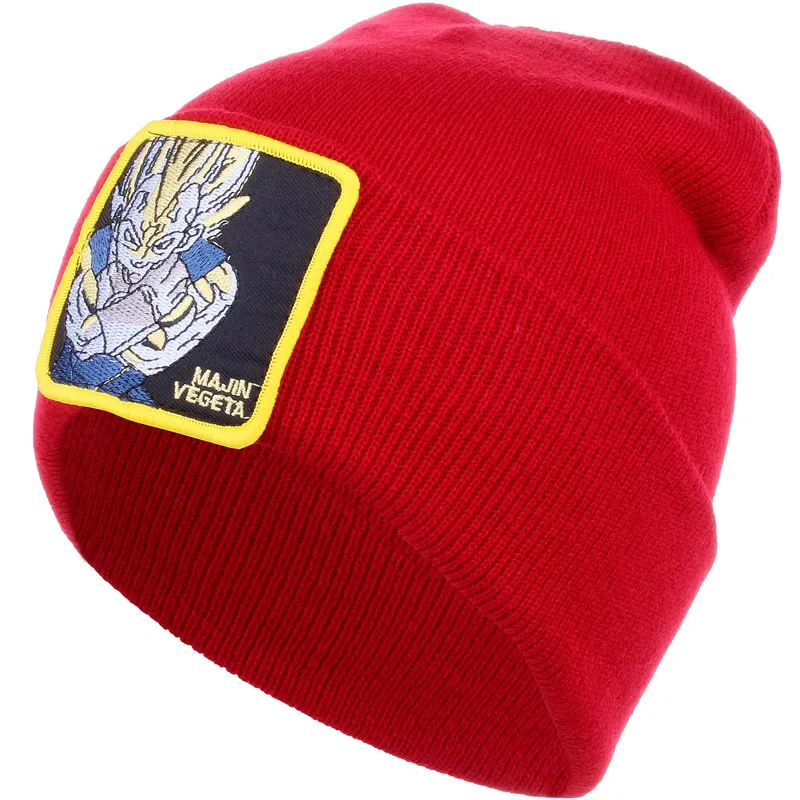 F red CRUOXIBB Fashion Dragon Ball Winter Beanie Hat for Men Women Solid Hip-hop Casual Cuffed Beanies Bonnet Warm Knitted Hat - Цвет: F red
