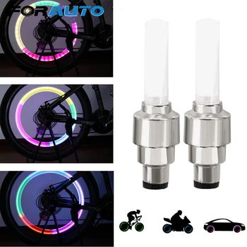 

FORAUTO 2Pcs/set RGB Wheel Tyre Cap Lamp Atmosphere Light Car-styling Flash Valve Sealing Cap Decoration Car Accessories