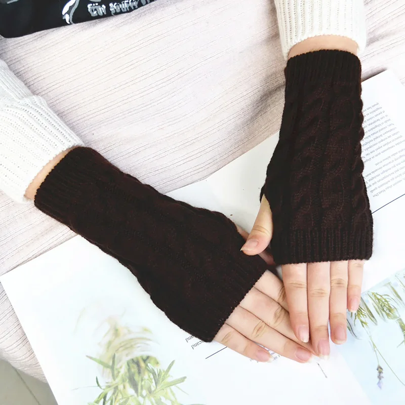 Half Finger Gloves for Women Stylish Hand Warmer Winter Gloves Women Arm Crochet Knitting Faux Wool Mitten Warm Fingerless Glove mens sheepskin mittens