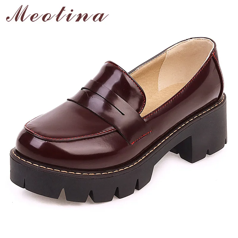 Meotina zapatos de tacón alto para mujer, mocasines con plataforma  cuadrada, informales, punta redonda, talla grande 34 43, para  primavera|Zapatos de tacón de mujer| - AliExpress