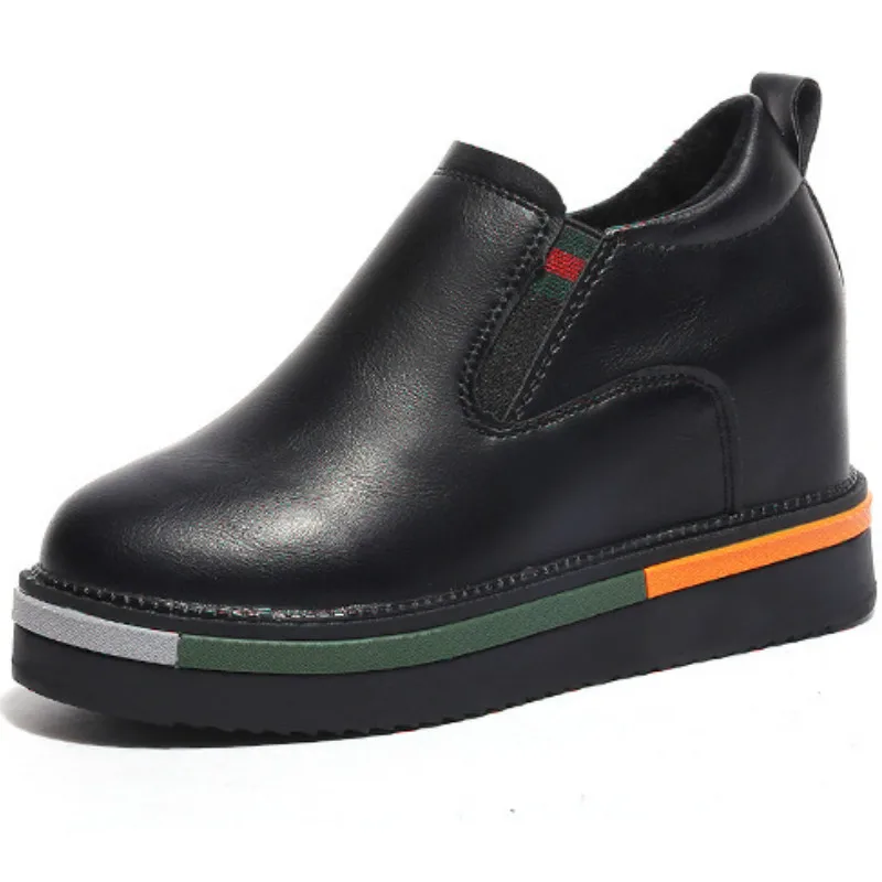 

2019 New High Heel Lady Casual Black Women Sneakers Leisure Platform Shoes Breathable Height Increasing Shoes R3-36