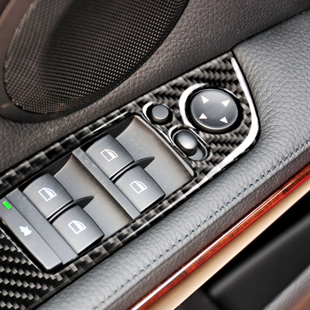 Подлинное карбоновое волокно, украшение салона автомобиля, двери, окна, переключатель крышки, планки для BMW E90 3 серии 05-12 LHD, аксессуары, наклейки