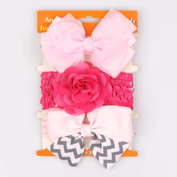 

GY 3Pcs Cute Baby Kids Headband Neonata Bow Flower Elastic Hairbands Baby Girls Headbands Children Turban Hair Accessories Set