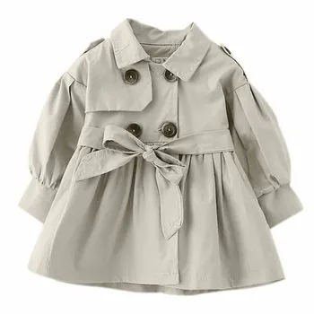 

1-4Y Baby Girls Coat Trench Spring Autumn Tops Kids Trench Jacket Outerwear & Coat Children Clothing Long Sleeve Trenches
