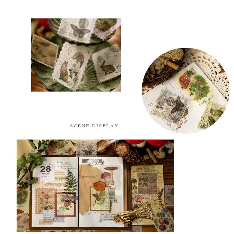 free shipping12packs/lot Wholesale Retro Stamp Sticker Pack Time Post Office Series Decorative Pretty Stickers | Канцтовары для