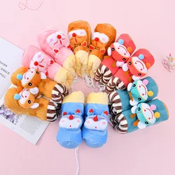 Bebê da criança cor sólida mais veludo sapatos de algodão duplo pompom macio sola botas de neve infantil primeiro walker