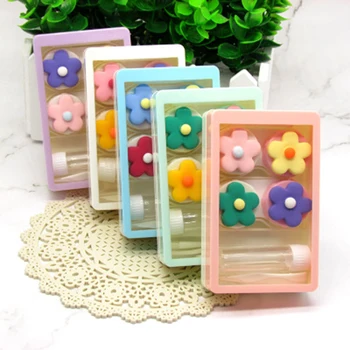 

2 pairs/set Sunflower Contact Lens Holder Case Multi Color Eye Contact Lens Tweezer Container Kit Glasses Contact Lenses Box