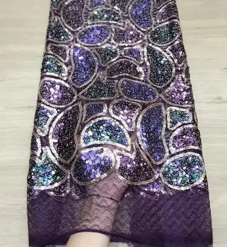 

yaking-10.4007 embroidered Mesh Tulle fabric Factory price sequins Nigerian lace fabrics