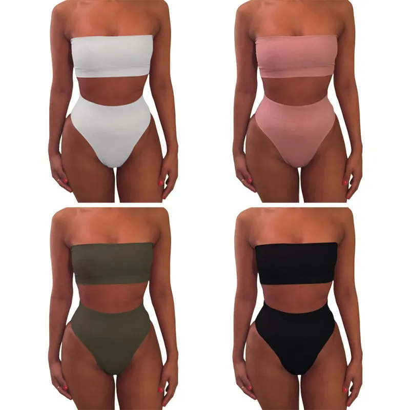 Women's Bikini High Waisted Tummy Control Two Piece Swimsuit Swimwear Girl Beach Bathing Suit Woman Swimwear