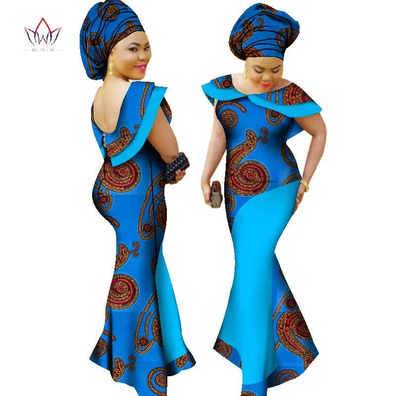Плюс Размеры зимние платья женщин традиционные африканская мода Костюмы Африка Воск Дашики длинное хлопковое длинное платье 7XL WY1189