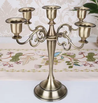 

Antique Bronze 3/5 Arms Metal Pillar Candle Holders Candlestick Cups Home Wedding Decoration Stand Marriage Candelabra B545