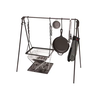 

Outdoor Camping Hanging Rack Pot Stand Adjustable BBQ Grilling Tripod Campfire Pot Stand Grilling Plate for Camping Hiking