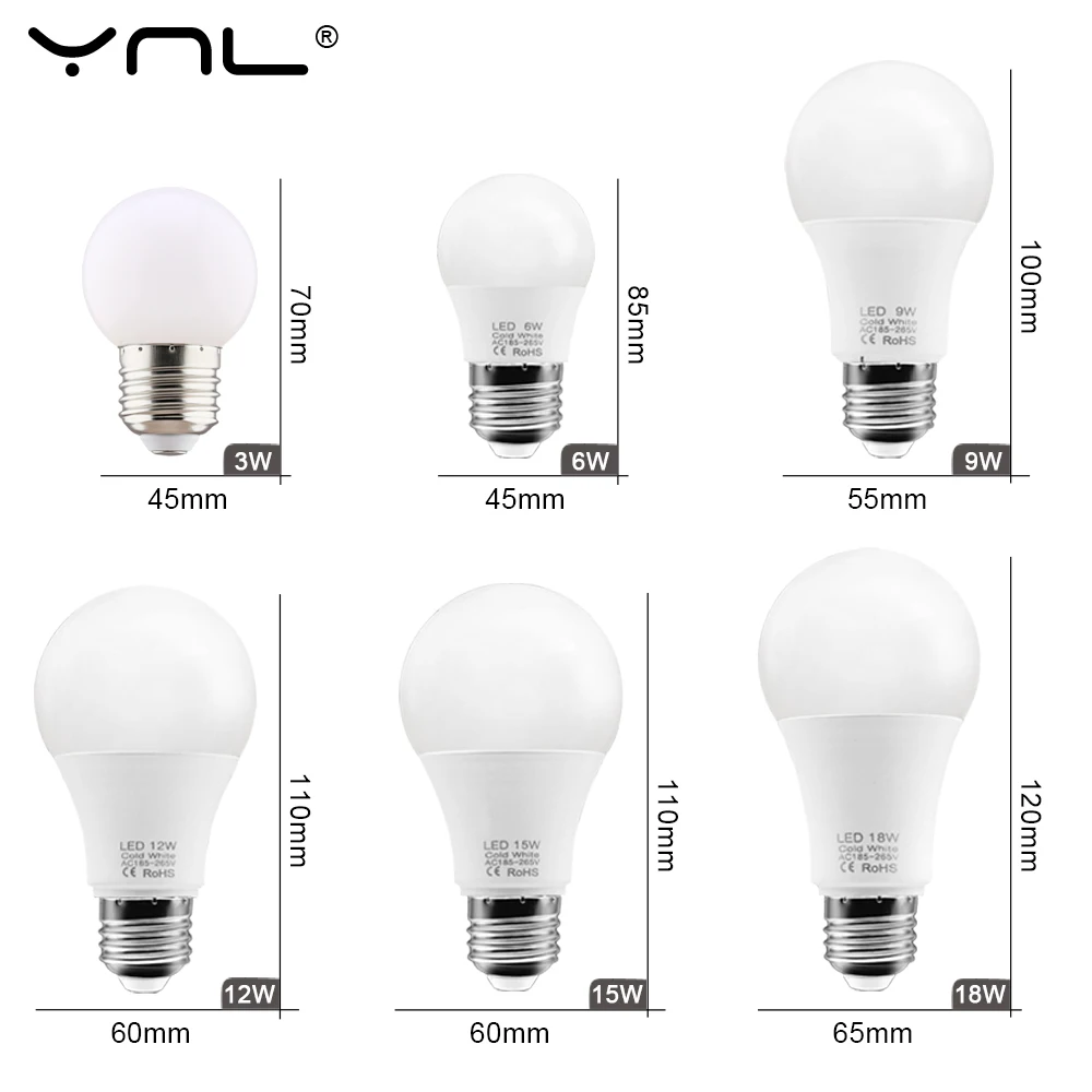 Светодиодный светильник E27 220 В 240 3 Вт 6 9 12 15 18 SMD2835 светодиодный