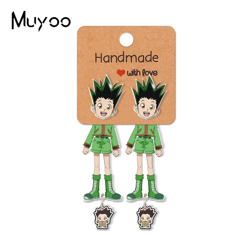 2021 New Anime Hunter X GON Killua Epoxys Acrylic Earrings Handcraft Stud | Украшения и аксессуары