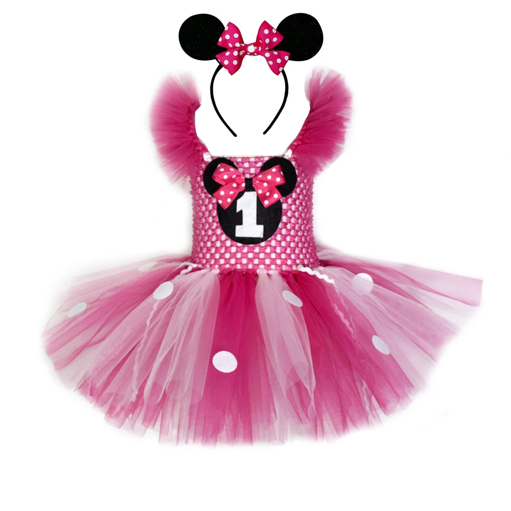 Vestido de tutú de Minnie y Diadema con orejas de ratón para niña, vestido  de tutú de cumpleaños, disfraz de Minnie tutú para niña de 1 a 12 años| Vestidos| - AliExpress