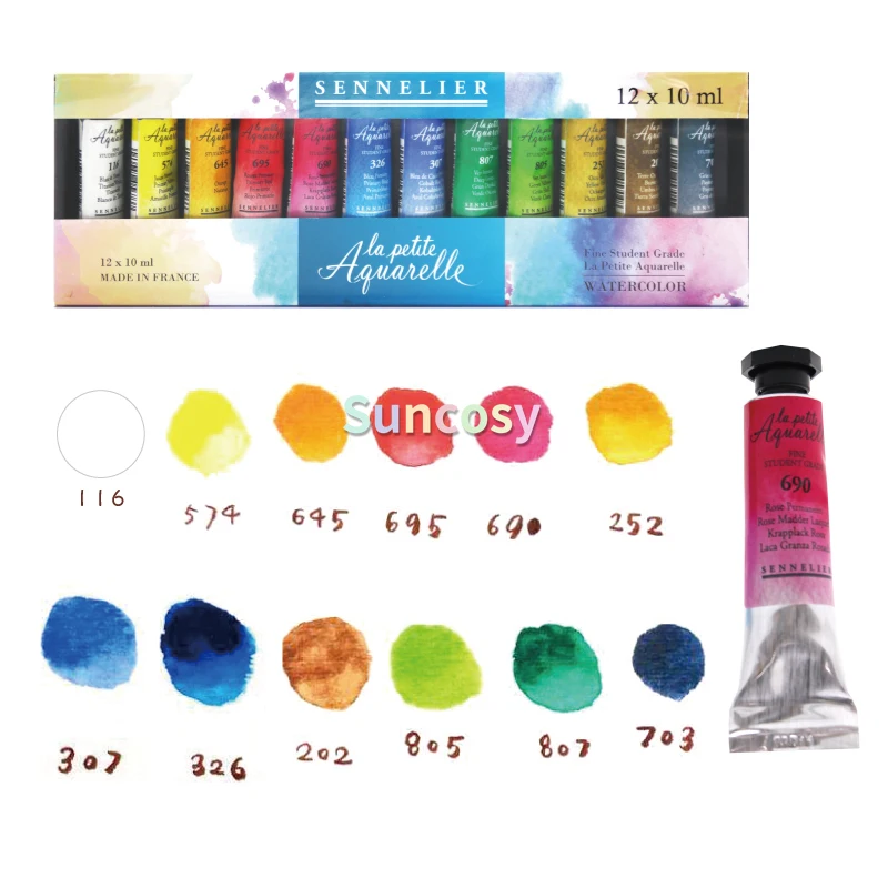 Sennelier La Petite Aquarelle Watercolor Set, 12-Color Set - 10ml Tubes 