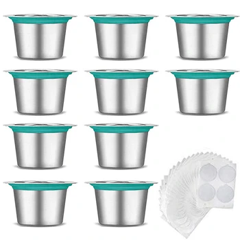 

Reusable Coffee Capsules, Stainless Steel Refillable Coffee Capsule Filter Cups, Reusable Coffee Pod Capsules for Nespresso, 10