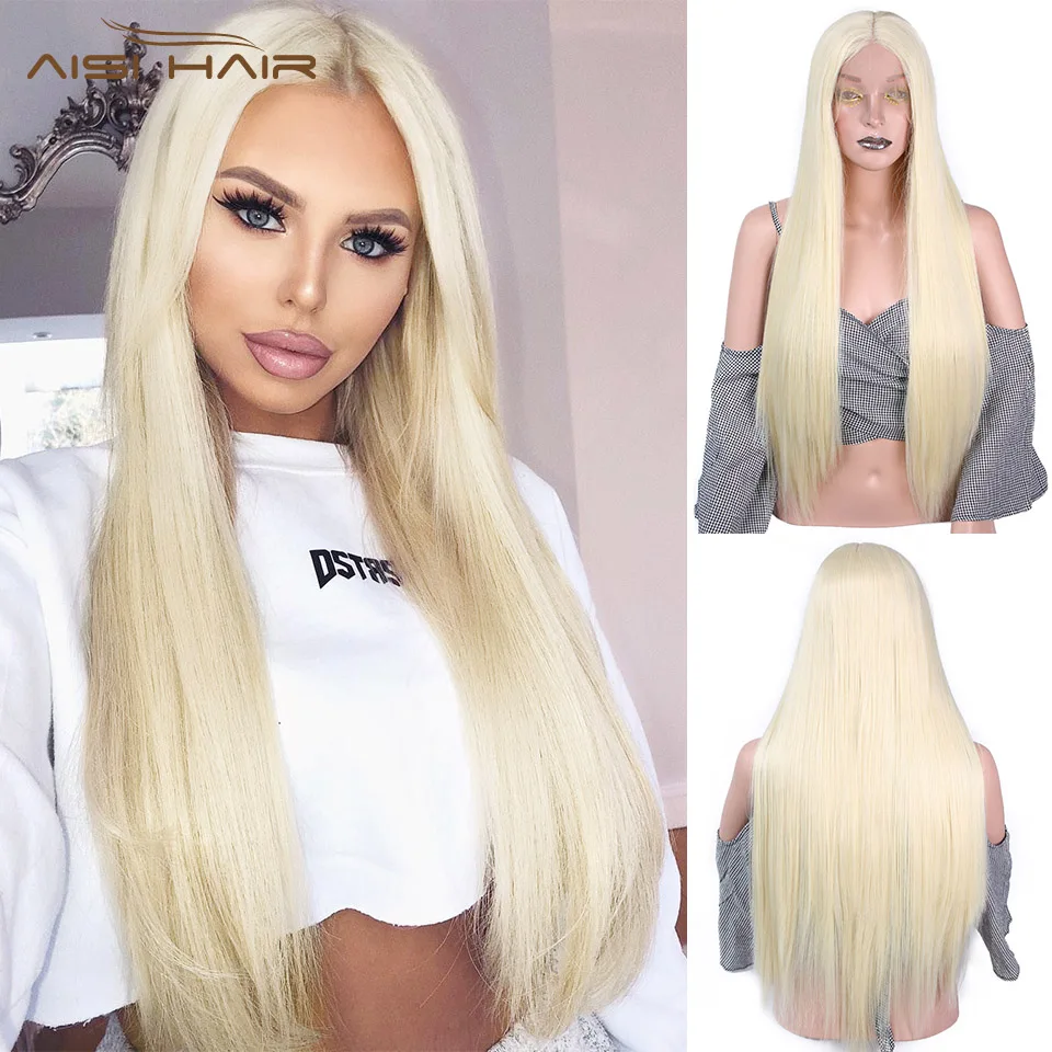 Comprar I s a peluca larga peluca sintética frontal de encaje 613 peluca recta rubia para mujeres peluca media negra Rosa pelo de fibra de alta temperatura