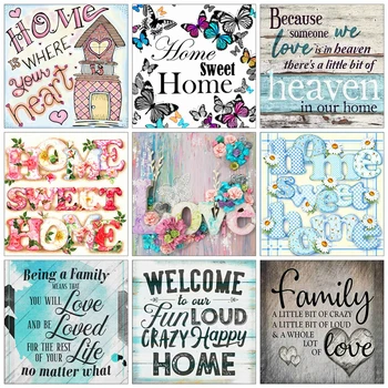 

Huacan Full Square Diamond Painting Home Sweet Home 5D DIY Diamond Embroidery New Arrival Craft Kit