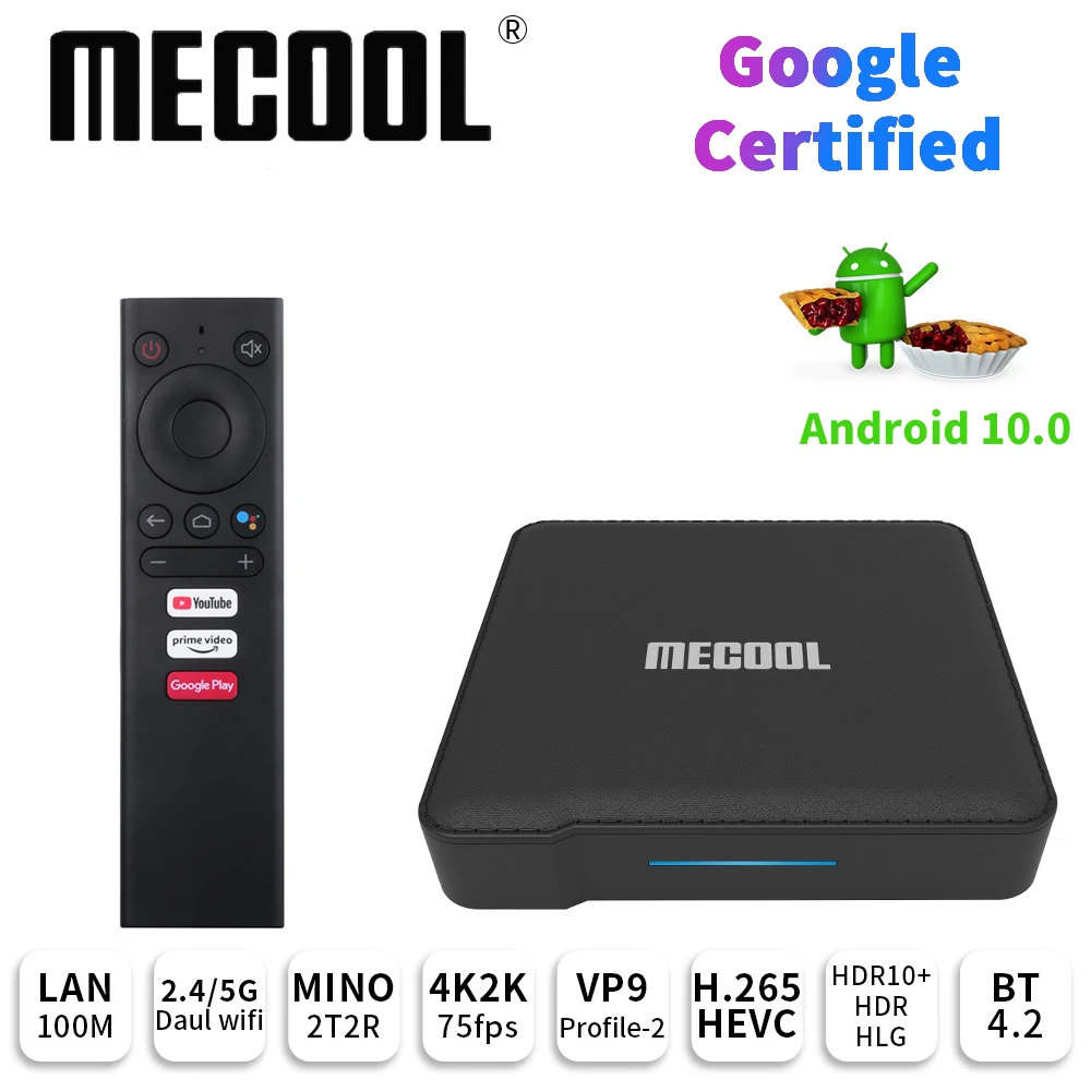 Mecool KM1 Deluxe ATV Andriod 10 Smart TV Box 4GB RAM 64GB Amlogic S905X3 2.4G/5G Wifi Voice Google Certified Media Player 2T2R