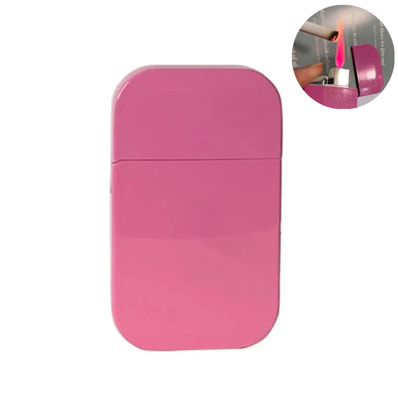 New Windproof Butane Lighter Creative Ultra-thin Metal Cute Girl Pink Flame Cigarette Ladies Gift Smoking Accessories | Дом и сад