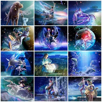 

DIY Painting By Numbers Twelve Constellations Kit Oil Picture By Numbers Scenery Wall Art Canvas Painting Decor Birthday Gift