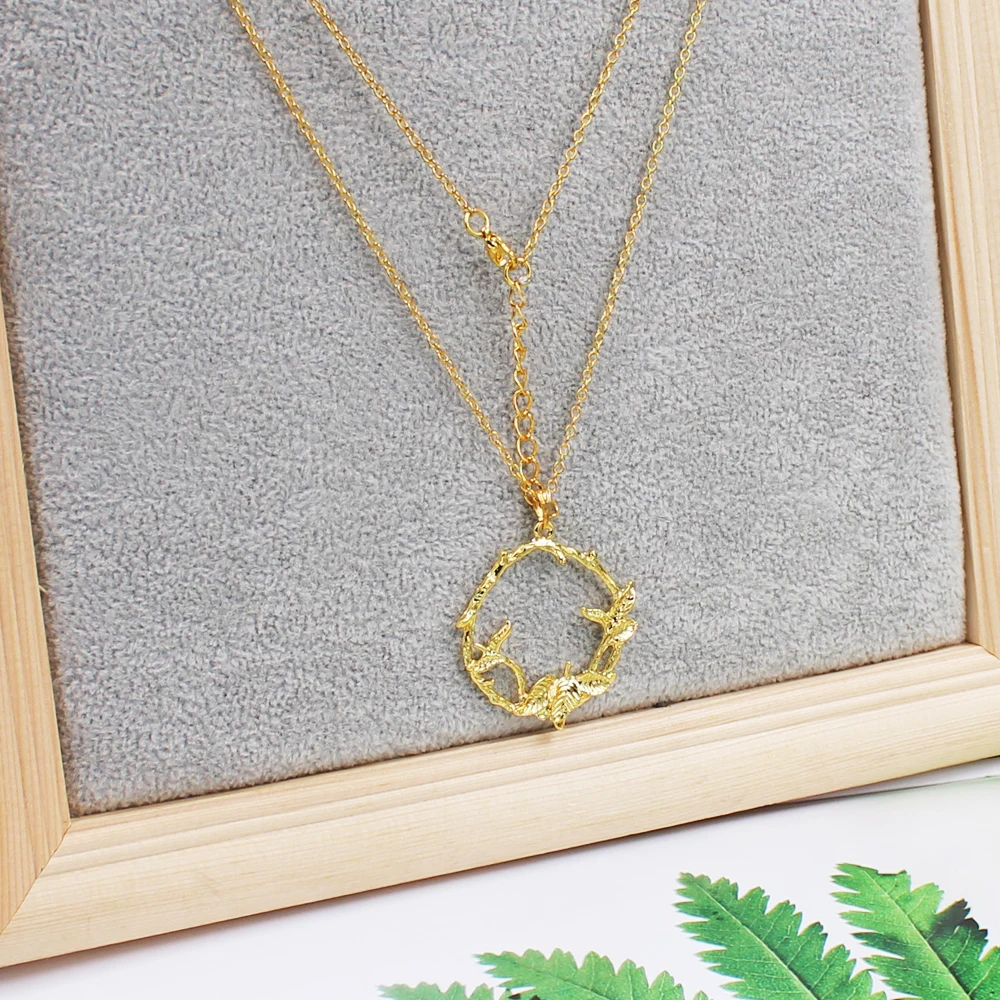 

Vintage Long Pendant Chain Necklace Gold Silver Plated Metal Alloy Leaf Necklaces with Pendants Women Jewelry Gift Drop Shipping